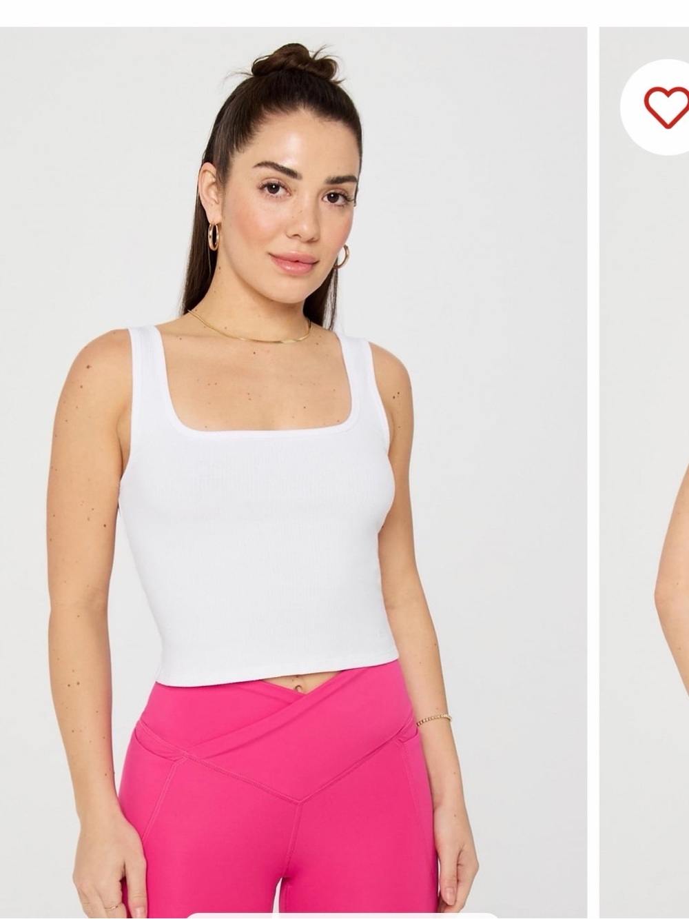 Fabletics White Ribbed Square-Neck Tank